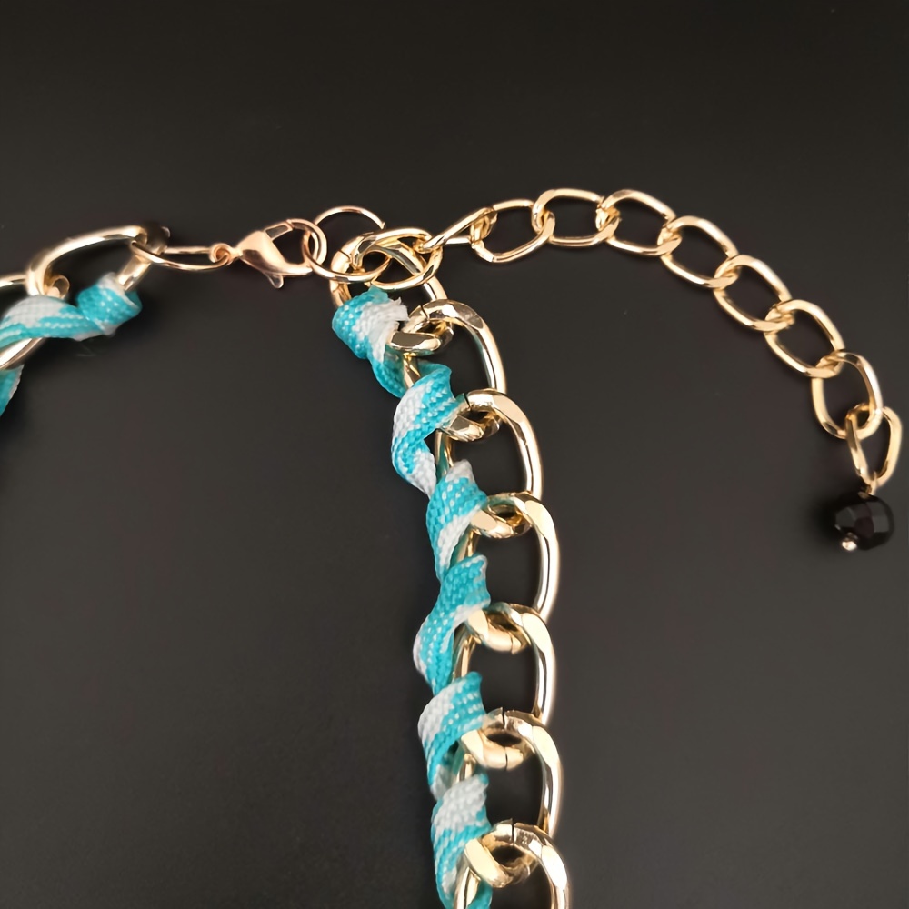 Boho Braided Rope Flower Pendant Necklace